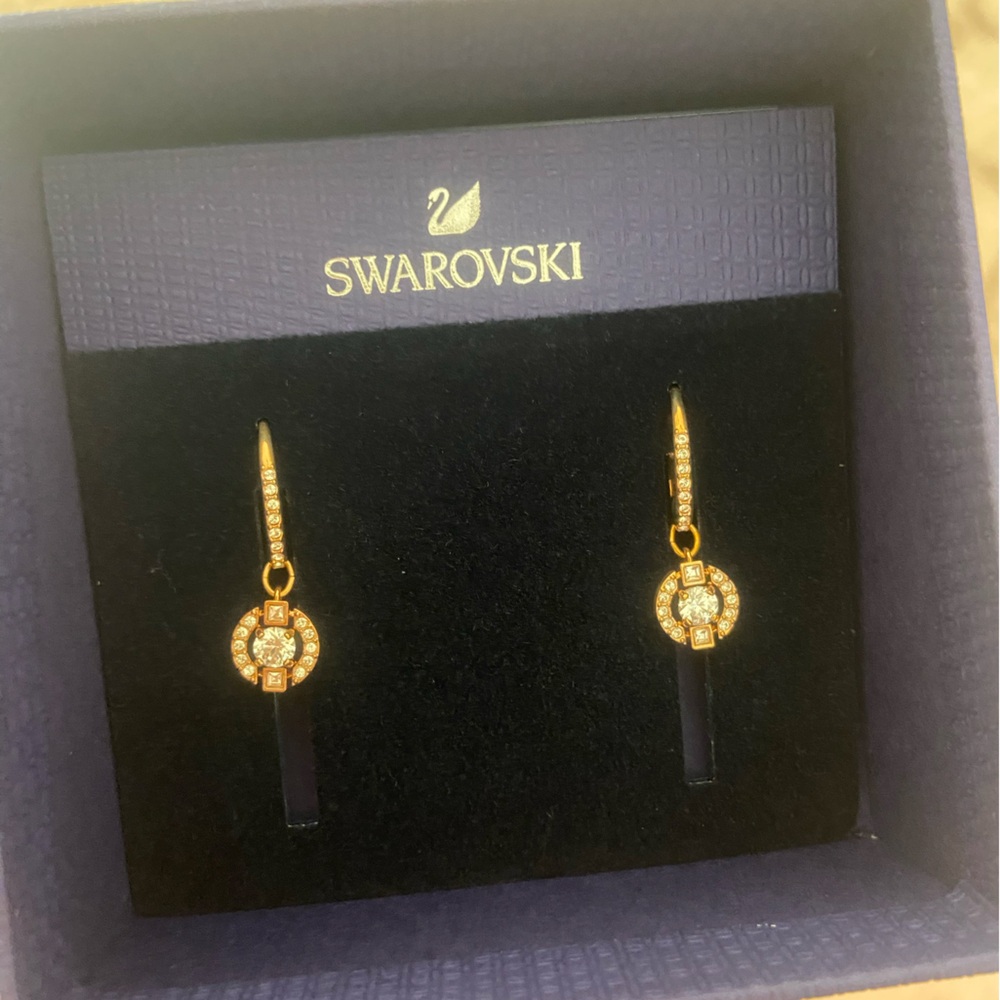 Swarovski Gold Crystal Drop Earrings